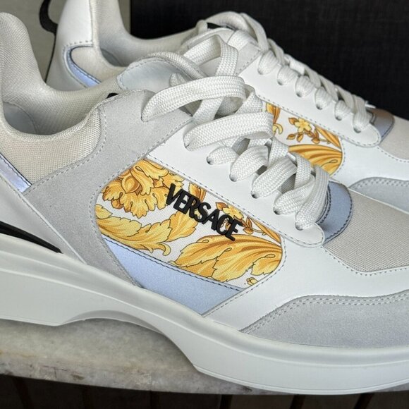 VERSACE‎ 1011942 Barocco White Leather Sneakers, Size 44 main image 11
